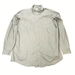 L.L. Bean Button Down Shirt Men's Size XL Tall Green Khaki Cotton Twill  0 WT60
